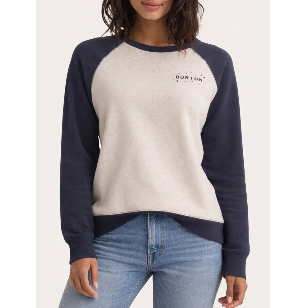 Burton Keeler Crew Sweatshirt Navy Cream Fleece Ski Snowboard S Ski Athleisure‎